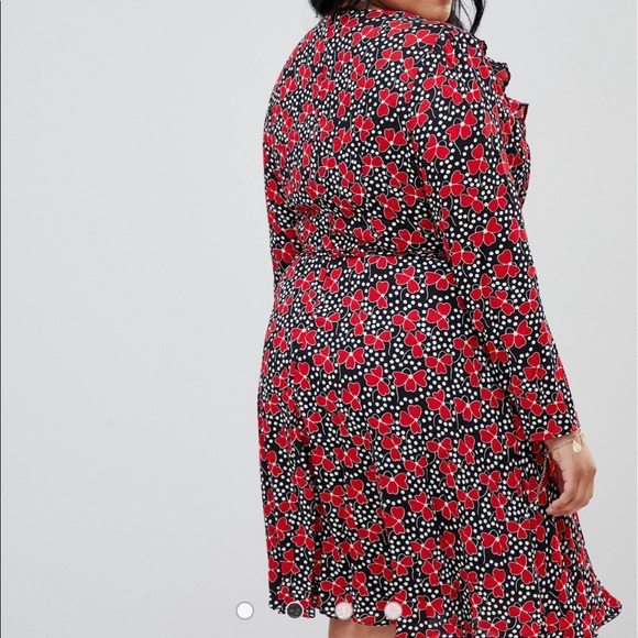 Glamorous Curve floral polka dot ruffle wrap dress - Picture 4 of 8